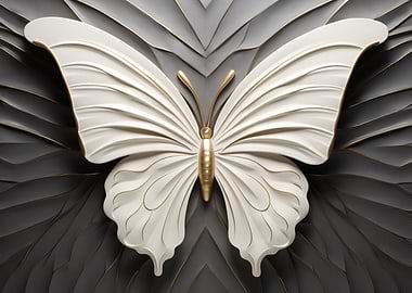 White Art Deco Butterfly