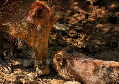 Brown wild boar Boar head
