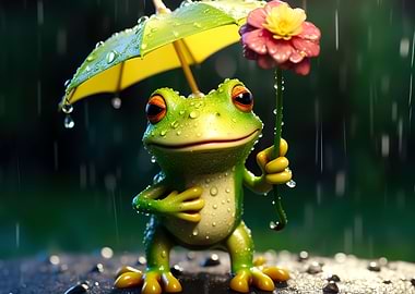 Happy Frog Rain Cute