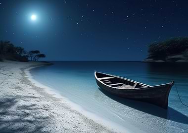 boat night moon