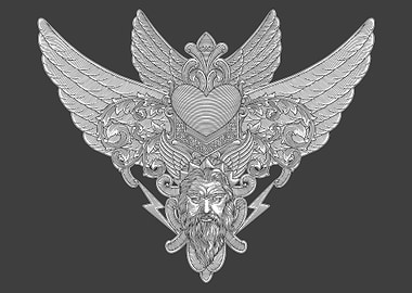 heart with wings and zeus