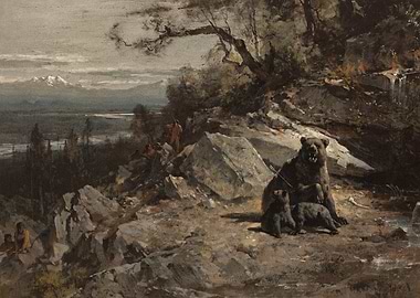 Indians Hunting Grizzly