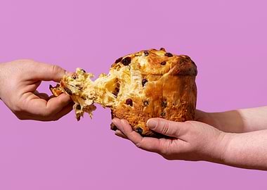 Eating homemade panettone