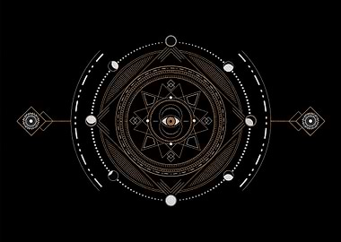 Mandala Geometric Moon Sun