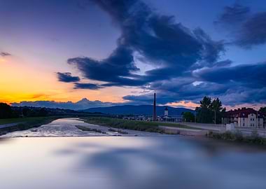 Sunset, reflection, river
