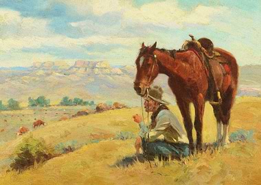 Cowboy With His Horse