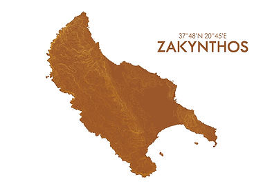 Topographic map zakynthos