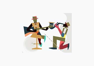 guitar saxophone painting