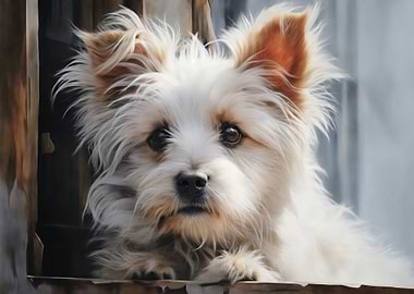 Cute White Dog Portrait