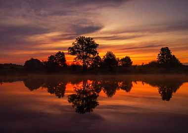 Summer sunrise, reflection