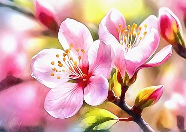 Sakura flowers painting