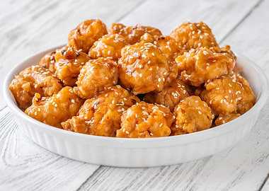 Bowl of orange chicken