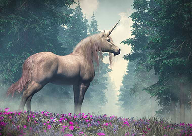 Unicorn on a Misty Morning
