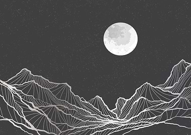 Abstract mountain line art