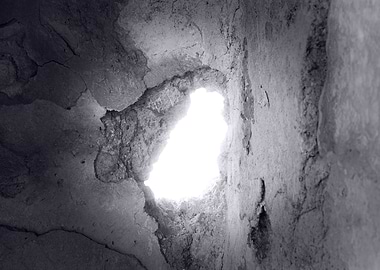 Hole in ruined wall artist