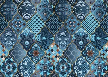 European style blue tiles