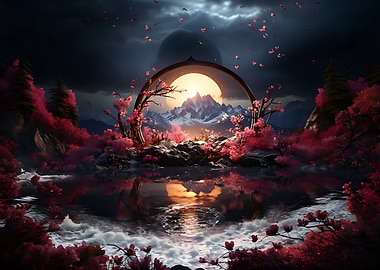 Lake in Cherry Blossom