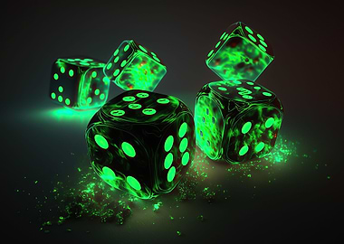 Futuristic Green Neon Dice