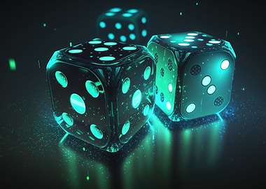 Futuristic Blue Dice Cube