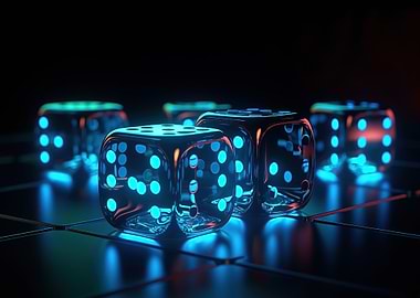 Futuristic Blue Neon Dice