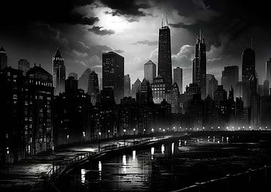 Chicago Street Skyline