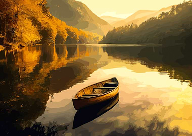 boat landscape sunset