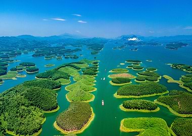 Aerial view Thac Ba lake