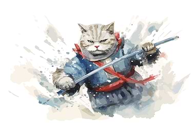 cat samurai japan