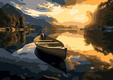 boat landscape sunset