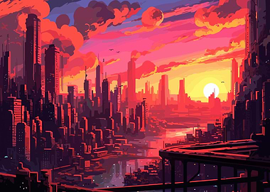 Beautiful Cityscape Sunset