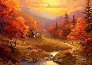 Vintage Fall Landscape