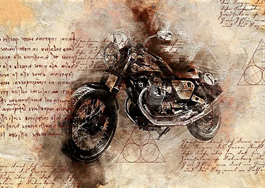 Old Art Style Motorcycle 4
