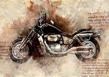 Old Art Style Motorcycle 2