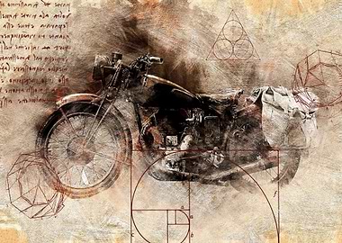 Old Art Style Motorcycle 8