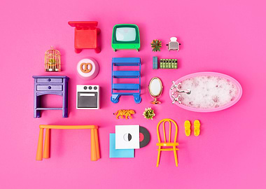 Dollhouse Pink Living Room