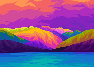 Lake Mountain Pop art