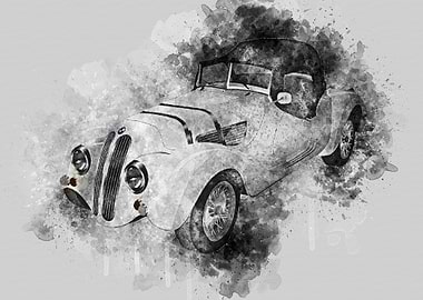 WatercolorVintage Car 02