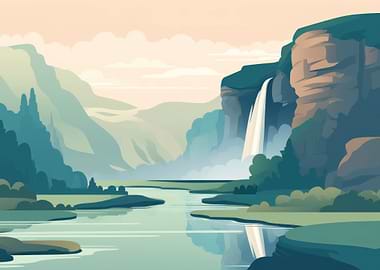 Waterfall landscape outdoo