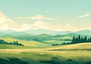 Green field landscape