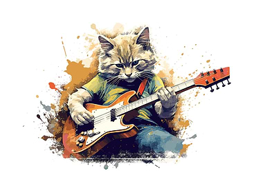 cat playing guitar