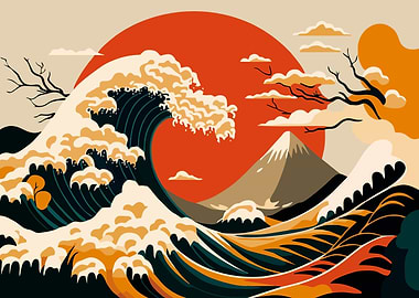 Japanese great wave vector