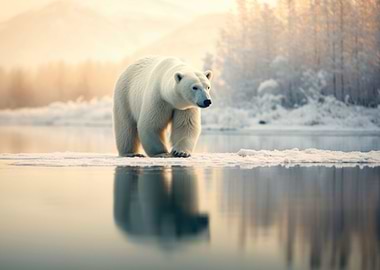 Polar bear outdoor landsca