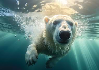 Polar bear swimming