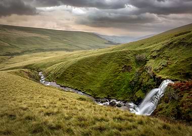 Rain clouds and waterfalls