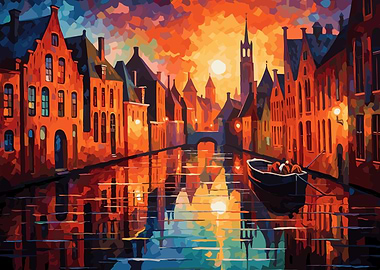 Cityscape at sunrise