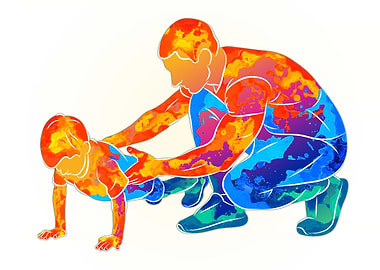 Trainer helps a young boy