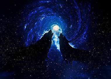 Wolf Dragon Aurora Night