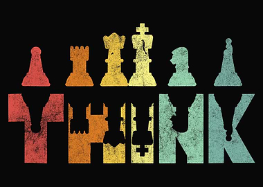 Retro Chess Pieces Think