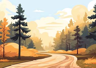 Road landscape sunlight