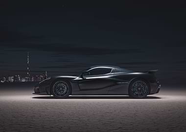 Rimac Nevera Dubai skyline